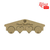 Ключница Home Sweet Home, 4 брелка, МДФ, 25,2х1,2х8,7 см, ROSA TALENT