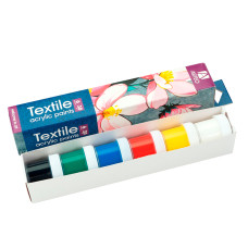 Набор акриловых красок для росписи тканей Flowers 6x10мл Arteo