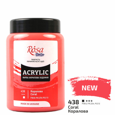 Краска акриловая, Коралловая, 400 мл, ROSA Studio (322419438)