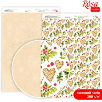Бумага дизайнерская двухсторонняя матовая „Holiday Time“ 4, 21х29,7 см, 200 г/м2, ROSA TALENT