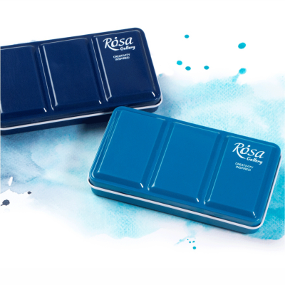 Пенал для акварельных красок металлический на 12 кювет индиго ROSA Gallery