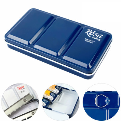 Пенал для акварельных красок металлический на 12 кювет индиго ROSA Gallery