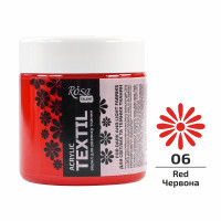 Акрилова фарба для тканин Червона (06), ROSA Talent, 150 мл