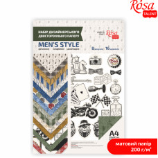 Набор дизайнерской бумаги „Men's Style А4, 200гр 8л, двустор матовая, ROSA TALENT (5311166)