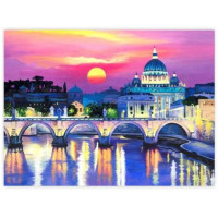 Полотно на картоні з контуром, Пейзаж №23, 30*40, бавовна, акрил, ROSA START