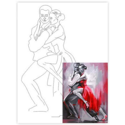 Полотно на картоні з контуром, "Танго", 30*40, бавовна, акрил, ROSA START