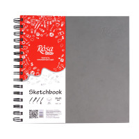 Блокнот для рисунку на спіралі 20х20см, 100г/м2, 84л, сірий, ROSA Studio