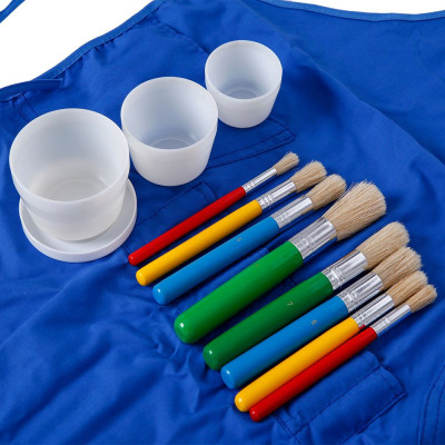 Набор для рисования SINOART, детский фартук, 8 кистей, 3 стакана для воды Набор для рисования SINOART, детский фартук, 8 кистей, 3 стакана для воды