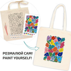 Набір еко-сумка розмальовка Funny Flowers, бавовна 220 г/м2, 38х42 см, ROSA Talent