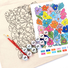 Набір еко-сумка розмальовка Funny Flowers, бавовна 220 г/м2, 38х42 см, ROSA Talent