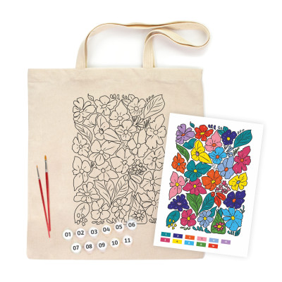 Набір еко-сумка розмальовка Funny Flowers, бавовна 220 г/м2, 38х42 см, ROSA Talent