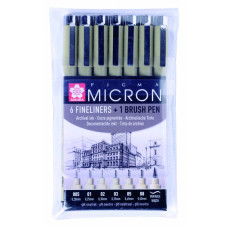 Набор Линеро PIGMA Micron 6 шт + PIGMA BRUSH В ПОДАРОК, Sakura