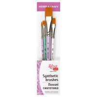 Набір пензлів №5 ДЛЯ ДЕКОРУ, синтетика кругла та плоска, 4 шт №3,4,8,22 ROSA TALENT HCSET05 