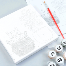 Набор картина по номерам Котенок в вазоне, 15x15 см, с мольбертом ROSA START