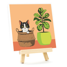 Набор картина по номерам Котенок в вазоне, 15x15 см, с мольбертом ROSA START