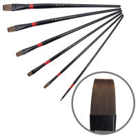 Пензель Синтетика плоска, Red stripe 1018, №18, довга ручка KOLOS