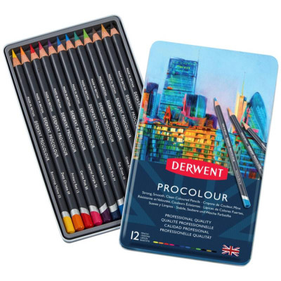 Набор цветных карандашей Procolour, 12цв, метал, Derwent