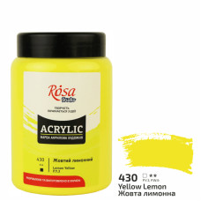 Краска акриловая, Желтая лимонная, 400 мл, ROSA Studio (322419430)