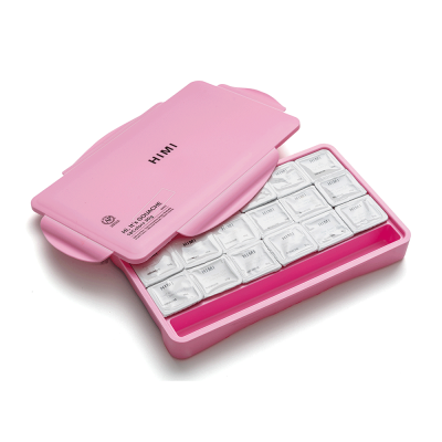 Набір гуашевих фарб Jelly Cup 18x30 мл, рожевий пластиковий пенал, HIMI