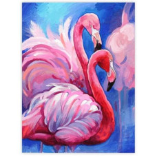 Полотно на картоні з контуром, Фламінго, 30*40, бавовна, акрил, ROSA START