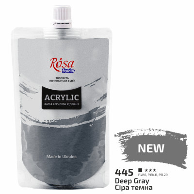 Краска акриловая Серая темная 200 мл ROSA Studio