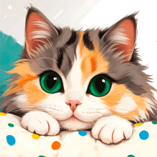 Холст хлопок на ХДФ с контуром Милый котенок 20x20, акриловый грунт, Arteo