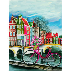Полотно на картоні з контуром, Міста, „Амстердам 3“, 30х40, бавовна, акрил, ROSA START