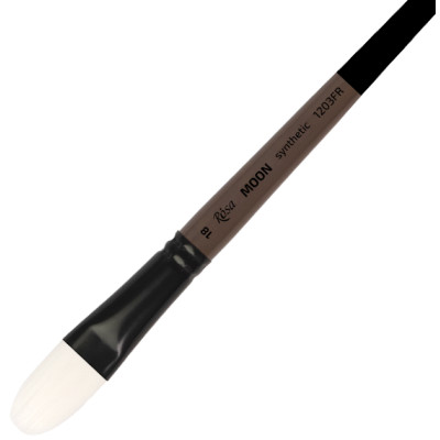 Кисть синтетика овальная MOON 1203FR №18 короткая ручка ROSA