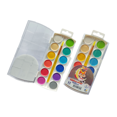 Набор акварельных красок Пастельные оттенки с кистью 12 шт, Rudix Набор акварельных красок Пастельные оттенки с кистью 12 шт, Rudix