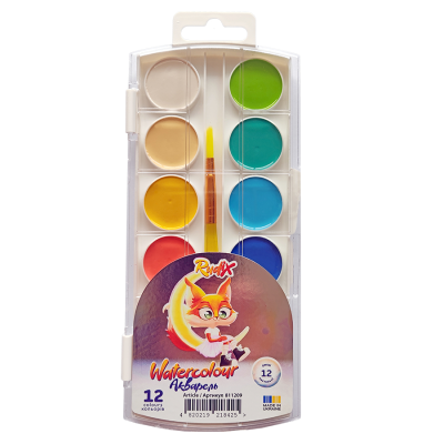 Набор акварельных красок Пастельные оттенки с кистью 12 шт, Rudix