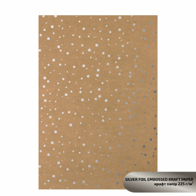 Крафт папір з тисненням „Silver Drops“, 21х29,7 см, 225 г/м2, ROSA TALENT (5321002)