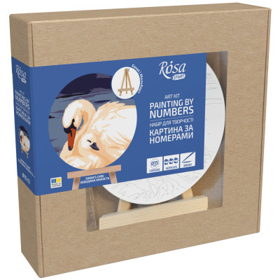 Набор картина по номерам Лебединая нежность, круглая, Ø15 см, с мольбертом ROSA START