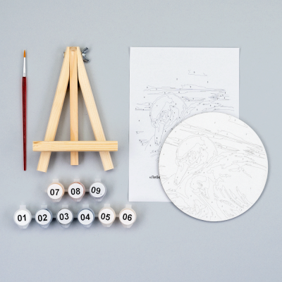 Набор картина по номерам Лебединая нежность, круглая, Ø15 см, с мольбертом ROSA START