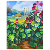 Холст на картоне с контуром, Пейзаж № 17, Тропа домой 30х40, хлопок, акрил, ROSA START