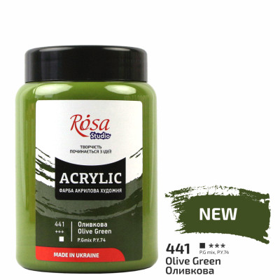 Фарба акрилова, Оливкова, 400 мл, ROSA Studio (322419441)