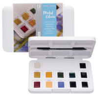 Набір акварельних фарб, VAN GOGH, Pocket box MUTED COLOURS, 12 кювет+пензлик, пластик, Royal Talens