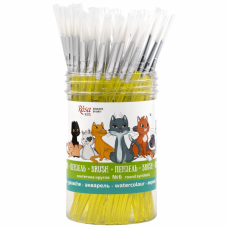 Пензель синтетика кругла №6 тубус 50 шт жовта ручка ROSA Kids