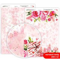 Бумага двусторонняя матовая, дизайнерская „Love Mood“ 1, 21х29,7 см, 200 г/м2, ROSA TALENT (5318081)