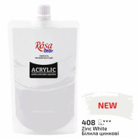 Краска акриловая Белила цинковые 200 мл ROSA Studio