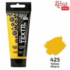 Краска по ткани акриловая, Желтая, 60 мл, ROSA TALENT (263460425)
