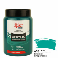 Краска акриловая, Изумрудная, 400 мл, ROSA Studio (322419418)