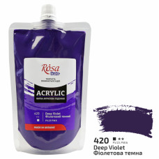 Краска акриловая, Фиолетовая темная, 200 мл, ROSA Studio (323200420)