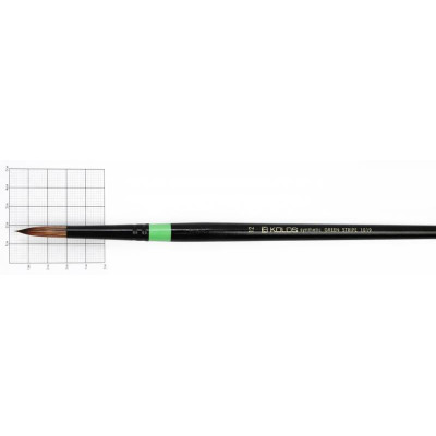 Пензель Синтетика кругла, Green stripe 1019, №12, довга ручка KOLOS