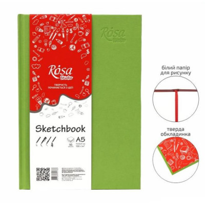 Блокнот A5 (14,8*21см), 100г/м, 96л., фісташковий, ROSA Studio