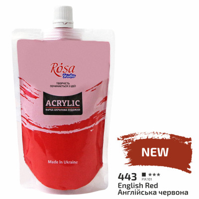 Краска акриловая Английский красный 200 мл ROSA Studio