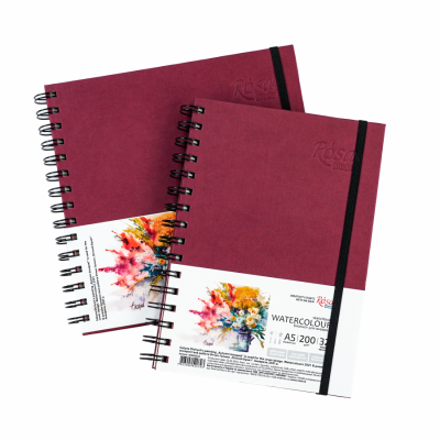 Блокнот для акварели на спирали Watercolor by Smiltanis 20х20 см 200г/м2 30 л белая бумага, Бордо ROSA Studio Блокнот для акварели на спирали Watercolor by Smiltanis 20х20 см 200г/м2 30 л белая бумага, Бордо ROSA Studio