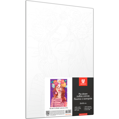 Холст хлопок на ХДФ с контуром Девушка в венке 20x30, акриловый грунт, Arteo Холст хлопок на ХДФ с контуром Девушка в венке 20x30, акриловый грунт, Arteo