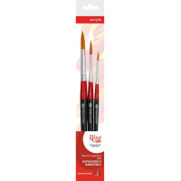 Набір пензлів 5, синтетика кругла, 3 шт (№1,4,7), коротка ручка ROSA Studio