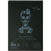 Альбом для малюнку на спіралі AUTHENTIC (black) А3, 165 г/м2, 30 л, чорний папір, SMILTAINIS