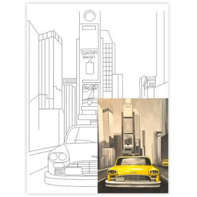 Полотно на картоні з контуром, Міста "Нью-Йорк", 30*40, бавовна, акрил, ROSA START